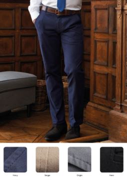 Elegant slim fit men trousers, side pockets, cotton and elastane fabric. Contact us for a free quote.