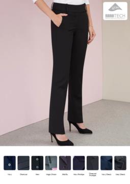 Elegant women's trousers with stain-resistant treatment. Polyester fabric, wool and lycra.  Ideal for receptionists, hostesses, hoteliers. Wholesale.
