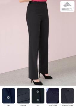 Elegant straight-cut trousers in wool and polyester fabric with stain-resistant treatment. Contact us for a free quote.