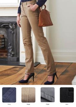 Elegant slim-fit trousers in cotton and elastane. Various colors available. Ideal for receptionists, hostesses, hoteliers. Wholesale.