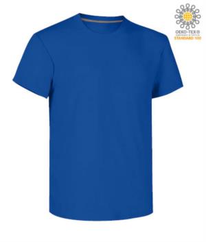 T-shirt girocollo a maniche corte uomo da lavoro in cotone, colore blu royal