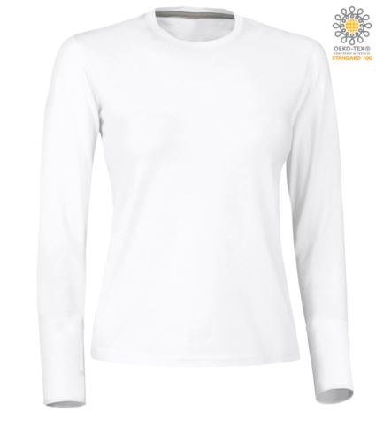 T-shirt girocollo manica lunga donna Bianco