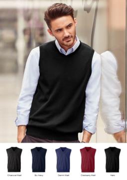 V-neck unisex vest, classic cut, cotton and acrylic fabric. Wholesale of elegant work uniforms.
