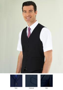 Elegant uniform vest in polyester and viscose available in Navy, Charcoal, Black. Ideal for uniforms of porter, hotel, receptionist.