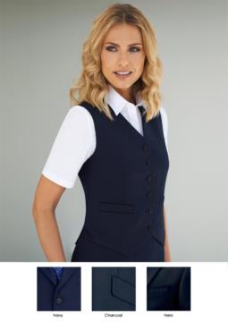 Women vest with six button closure and two side pockets.
