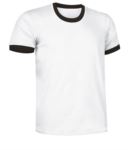 T-Shirt a maniche corte in cotone Ring-Spun, girocollo e fondo manica in contrasto, colore grigio e rosso VACOMBI.BIN