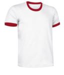 T-Shirt a maniche corte in cotone Ring-Spun, girocollo e fondo manica in contrasto, colore rosso e bianco VACOMBI.BRO