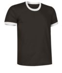 T-Shirt a maniche corte in cotone Ring-Spun, girocollo e fondo manica in contrasto, colore nero e bianco VACOMBI.NEB