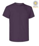 T-shirt girocollo a maniche corte uomo da lavoro in cotone, colore viola Indigo PASUNSET.VI