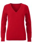 Maglioncino donna con collo a V, senza maniche, scollo e polsi a costine elastiche, tessuto a maglia 100% cotone. Colore rosso X-JN658.RO