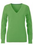 Maglioncino donna con collo a V, senza maniche, scollo e polsi a costine elastiche, tessuto a maglia 100% cotone. Colore verde X-JN658.VE