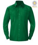 camicia da uomo a manica lunga Poliestere e cotone color Kelly Green X-K545.KG