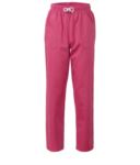 Pantaloni da lavoro sanitario con chiusura con laccetti in tessuto, colore fucsia ROMP0201.FU