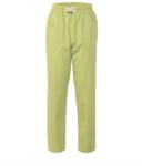 Pantaloni da lavoro sanitario con chiusura con laccetti in tessuto, colore verde acido ROMP0201.VEA