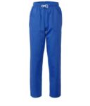 Pantaloni da lavoro sanitario con chiusura con laccetti in tessuto, colore bluette ROMP0201.AZ