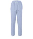 Pantaloni da lavoro sanitario con chiusura con laccetti in tessuto, colore celeste ROMP0201.CE