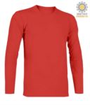 T-Shirt a manica lunga, girocollo, 100% Cotone, colore rosso X-CTU003.004
