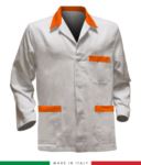 giacca da lavoro bianco con inserti arancioni, tessuto Poliestere e cotone RUBICOLOR.GIA.BIA