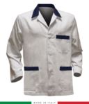giacca da lavoro bianca con inserti blu, tessuto Poliestere e cotone RUBICOLOR.GIA.BIBL