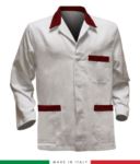 giacca da lavoro bianca con inserti rossi, tessuto Poliestere e cotone RUBICOLOR.GIA.BIR