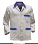 giacca da lavoro bianchi con inserti azzurri, tessuto Poliestere e cotone RUBICOLOR.GIA.BIAZ