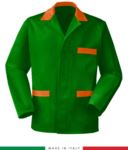 giacca da lavoro verde con inserti neri, made in Italy, tessuto Poliestere e cotone con due tasche RUBICOLOR.GIA.VEBRA