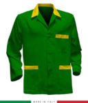 giacca da lavoro verde con inserti neri, made in Italy, tessuto Poliestere e cotone con due tasche RUBICOLOR.GIA.VEBRG