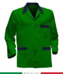 giacca da lavoro verde con inserti neri, made in Italy, tessuto Poliestere e cotone con due tasche RUBICOLOR.GIA.VEBRBL