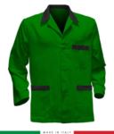 giacca da lavoro verde con inserti neri, made in Italy, tessuto Poliestere e cotone con due tasche RUBICOLOR.GIA.VEBRN