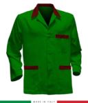 giacca da lavoro verde con inserti neri, made in Italy, tessuto Poliestere e cotone con due tasche RUBICOLOR.GIA.VEBRR