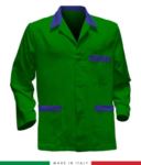 giacca da lavoro verde con inserti neri, made in Italy, tessuto Poliestere e cotone con due tasche RUBICOLOR.GIA.VEBRAZ
