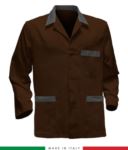 giacca da lavoro marrone con inserti verdi made in Italy, 100% cotone Massaua e due tasche RUBICOLOR.GIA.MAGR