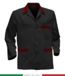 giacca da lavoro nera con inserti rossi, tessuto Poliestere e cotone RUBICOLOR.GIA.NER