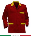 giacca da lavoro rossa con inserti azzurri, made in Italy, 100% cotone Massaua con due tasche RUBICOLOR.GIA.ROG