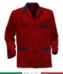 giacca da lavoro rossa con inserti azzurri, made in Italy, 100% cotone Massaua con due tasche RUBICOLOR.GIA.ROBL