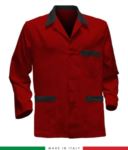 giacca da lavoro rossa con inserti verdi, made in Italy, 100% cotone Massaua con due tasche RUBICOLOR.GIA.RON