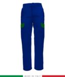Pantalone multitasche bicolore. Made in Italy. Possibilità di produzione personalizzata. Colore: Azzurro Royal RUBICOLOR.PAN.AZVEBR