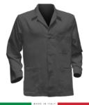 giacca da lavoro grigia con inserti blu, made in Italy, 100% cotone Massaua con due tasche RUBICOLOR.GIA.GR