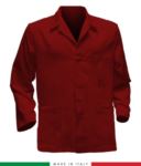 giacca da lavoro rossa con inserti verdi, made in Italy, 100% cotone Massaua con due tasche RUBICOLOR.GIA.RO
