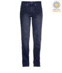 Pantaloni elastico da lavoro in jeans, multitasche, colore deep blu PAMUSTANG.BLU