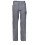 Pantaloni da lavoro multitasche 100% Cotone, cuciture a contrasto. Colore: Bianco ROA00109.GR