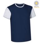 T-Shirt manica corta da lavoro bicolore, girocollo e maniche in contrasto, 100% Cotone. Colore blu navy e bianco JR990000.BL