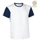 T-Shirt manica corta da lavoro bicolore, girocollo e maniche in contrasto, 100% Cotone. Colore rosso e bianco JR990005.BI