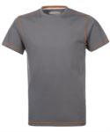 T-Shirt da lavoro girocollo, con cuciture di colore a contrasto, colore blu ROHH162.GR