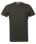 T-Shirt da lavoro girocollo, con cuciture di colore a contrasto, colore verde ROHH162.VE