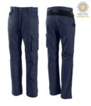Pantaloni bicolore, multitasche, in cotone, colore blu/nero GLADLPAN.BL