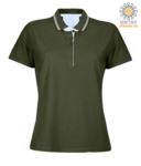 Polo manica corta in jersey donna, colletto e fondo manica in rib con doppio piping, rinforzo interno collo, colore verde chiaro JR990868.AG