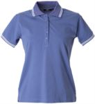 Polo manica corta in jersey donna, cinque bottoni, colletto e fondo manica in rib con doppio piping, colore azzurro royal JR988977.LV