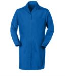 camici da donna per uso lavorativo bottoni coperti color blu ROA62307.AZ