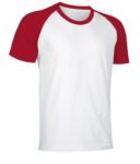 T-Shirt da lavoro manica corta, bicolore in jersey, colore bianco e rosso VACAIMAN.BIR